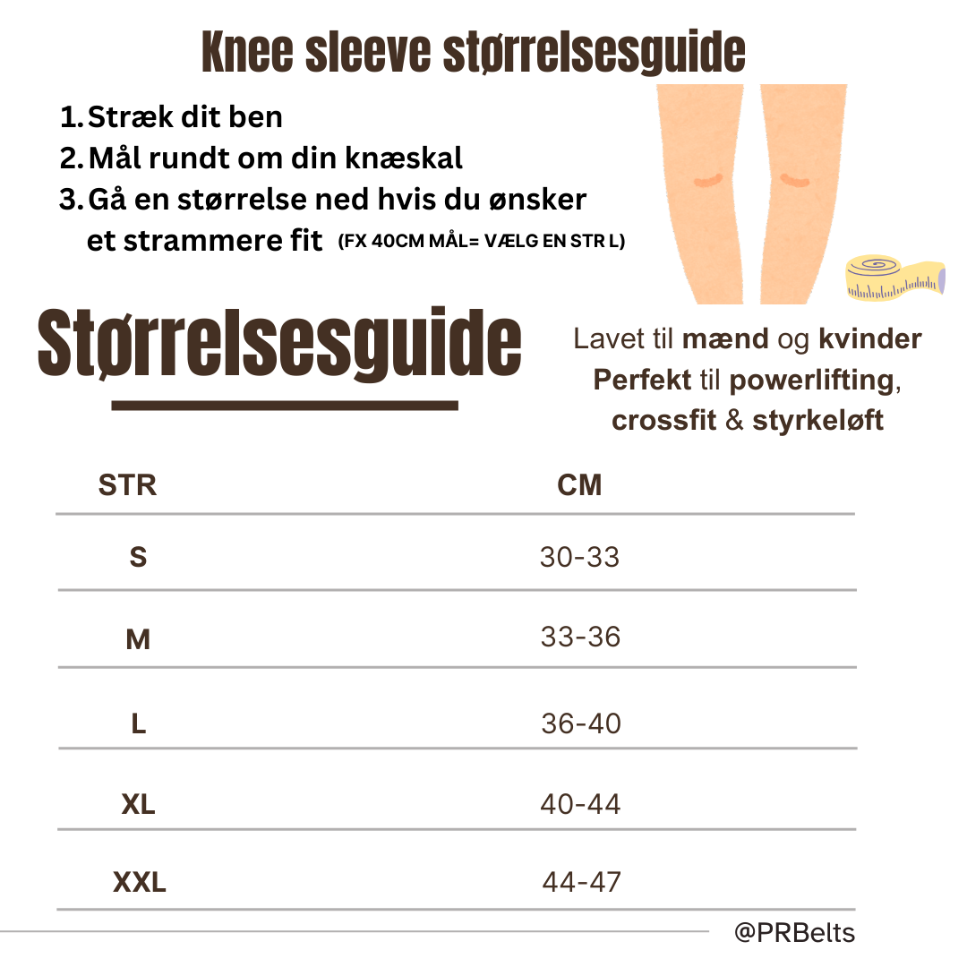 Størrelsesguide til knee sleeves